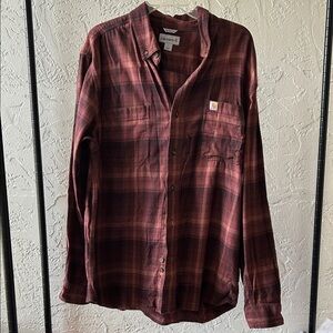 Carhartt Men's Dark Red Plaid Casual Shirt
